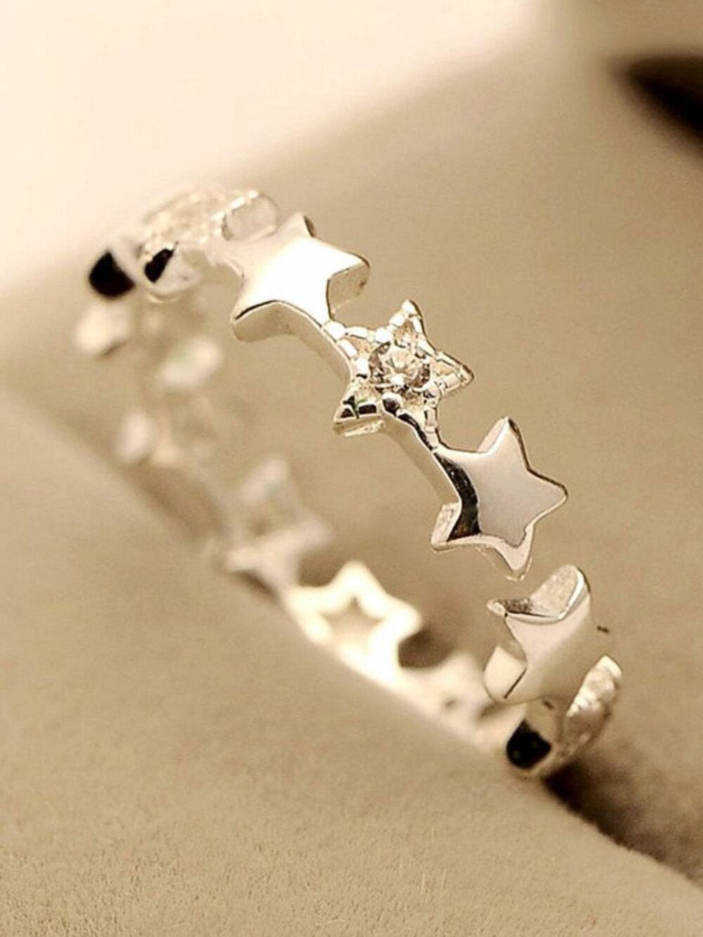 star silver ring adjustable cute